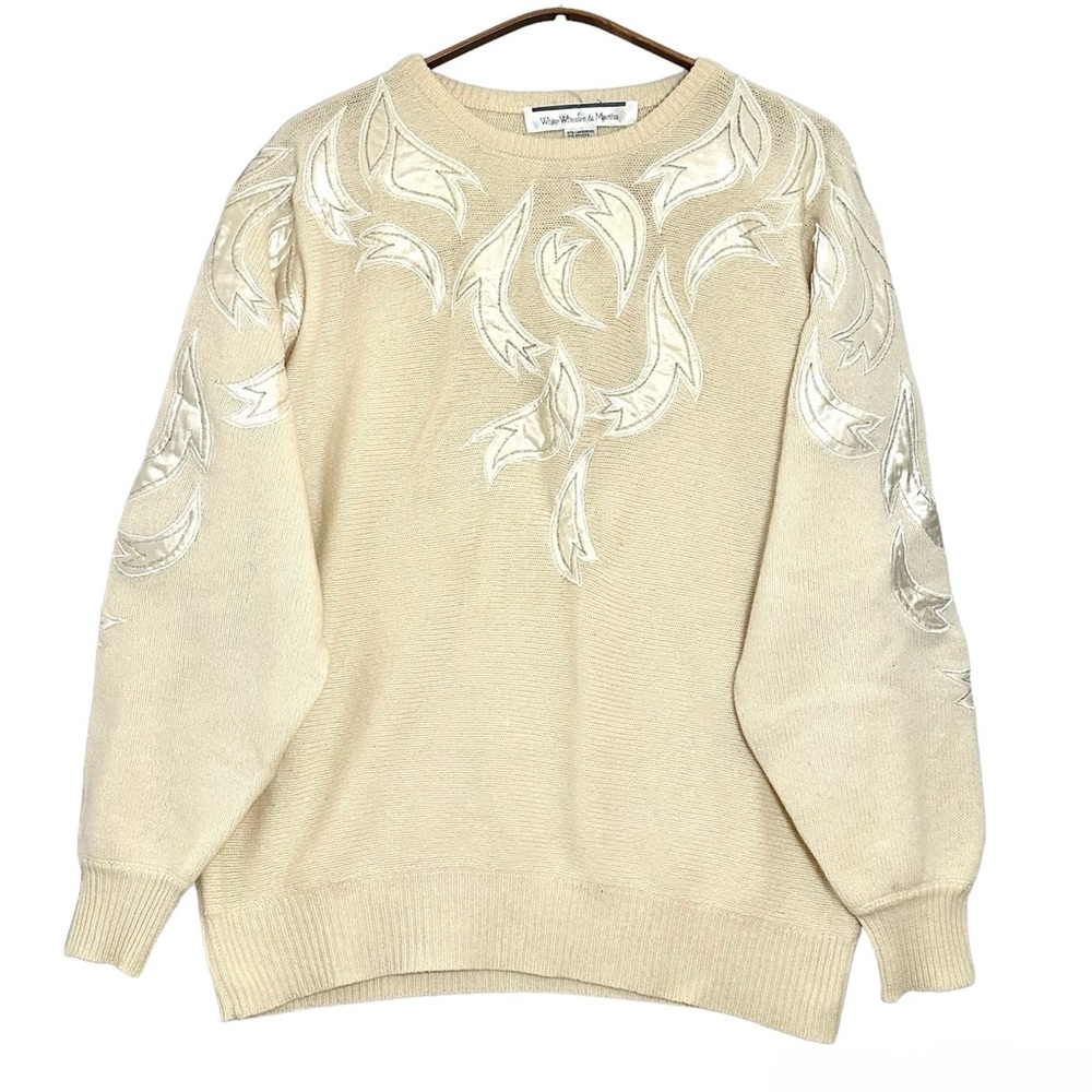 Vintage White Wheeler & Martha Lambswool Angora Rabbit Sweater Size M